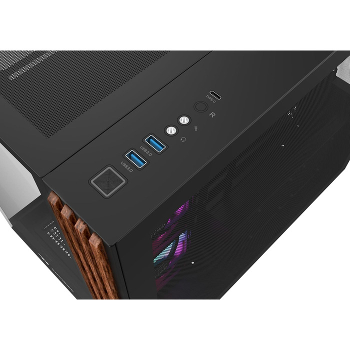 Корпус Thermaltake View 380 Wood Black ATX Mid-Tower з RGB підсвічуванням, білий, з вентиляторами та USB-C