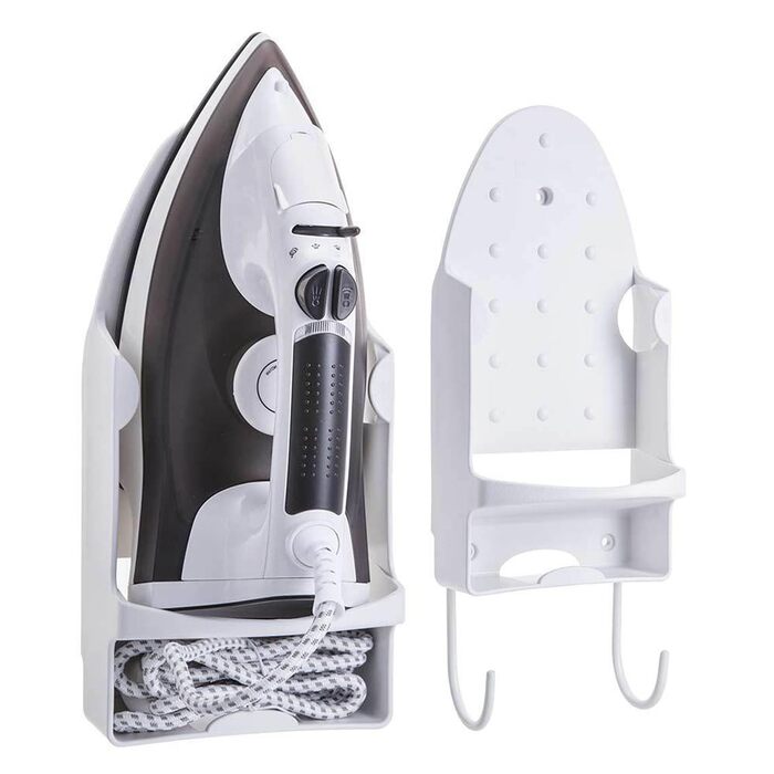 Підставка для праски Topyond на стіну, з гачками, стійка до нагрівання, для дому та готелів, аксесуар для електричного прасувального столу (біла)