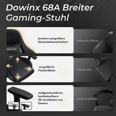 Ігровий крісло Dowinx з мікрофібри: дихаючий, ергономічний, з підніжкою, чорний