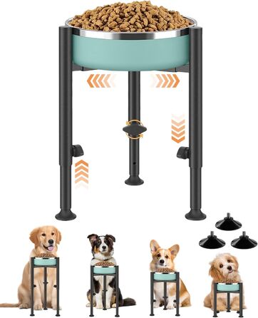 Підставка для годівлі собак з підставкою для лап, регульована по висоті, 15-26 см, металева, для маленьких, середніх та великих собак (тільки підставка)