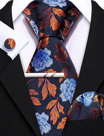 Краватки Barry.Wang для хлопчиків, 119.9 см, самов'язування, комплект з краваткою та кишеньковим хустинкою, форма для підлітків, випускний, виступи, вік 6–15 років, чорний, синій, золотий