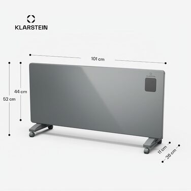 Конвекторний обігрівач Klarstein Bansin Smart 2500W з керуванням через додаток, X-подібний нагрівальний елемент, захист від перегріву, IP24, сірий