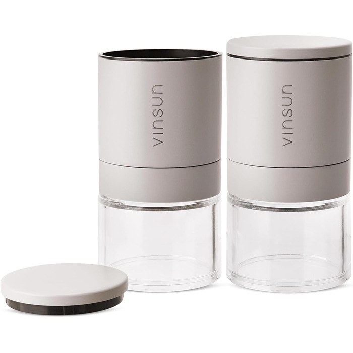 Набір з 2 мельниць для солі та перцю Vinsun - керамічний жорно, ручне регулювання, нержавіюча сталь, бежевий