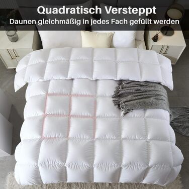 Homyrium Down Comforter 135x200 Winter 90% Down and 10% Feathers, 100% Cotton Winter Blanket Bedspread 135x200 Down Warm Feather Comforter Quilted Comforter Oeko-TEX and RDS Certified, Filling 900gr