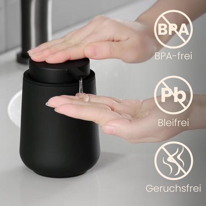 Дозатор мила Cleangang чорного кольору для кухні та ванної кімнати - диспенсер для мила, дезінфікуючого засобу, рідини, кераміка, великий носик