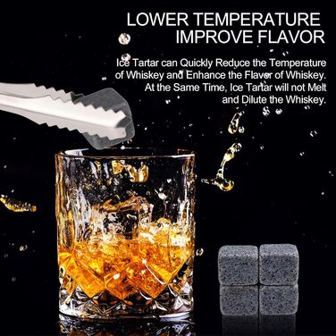 Набір склянок для віскі Ghazpmuk, набір кам'яних кульок для віскі, подарунок для чоловіка, набір для віскі з 4 кульками, 1 склянка, щипці для льоду, підставки, оксамитовий мішечок, для дня народження, на День батька