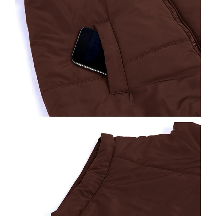 Жіноча пухова жилетка Ainangua з коміром-стійкою, блискавкою, без рукавів, тепла, з утеплювачем, для зими, легка куртка/манто (M, Коричневий)