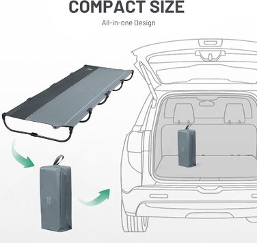 Розкладне кемпінгове ліжко Timber Ridge - легке, зручне, для відпочинку на природі (до 120 кг), сіре