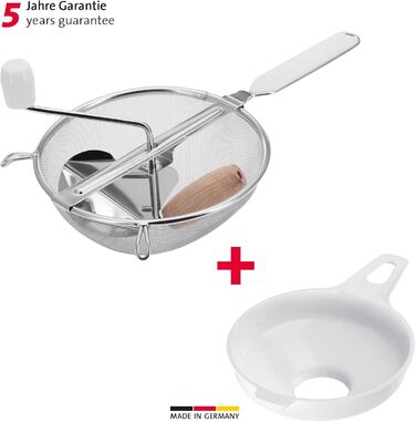 Westmark Canning Set S - Kitchen Strainer & Canning Funnel for Jam, Puree or Mash - 20cm Diameter - Particularly Easy to Clean (2-piece Set) 2-piece Set