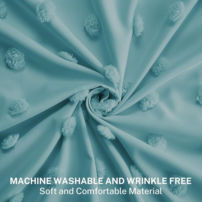 Штора для душу Бохо, довга, у стилі кантрі, тканинна, натуральних кольорів, 183 x 213 см, туфтована, з плісе, квіткові візерунки, структурована, сучасна, мінімалістична, комплект з гачками для ванної кімнати, природний колір (H213.4 x B182.9 cm (1er Pack)