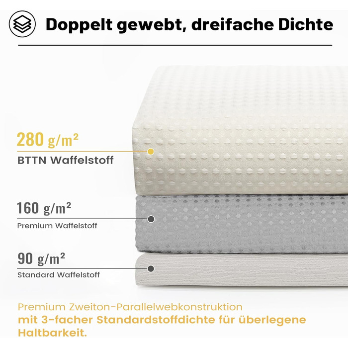 Штора для душу BTTN Waffel 180x200 см, бежева, антигрибкова, з водонепроникним покриттям, 12 гачків, поліестер