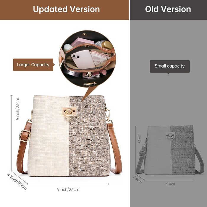 Сумка жіноча KALIDI Fancy Forest через плече з натуральної шкіри бежево-коричнева, стильна кросбоді сумка з регульованим ремінцем