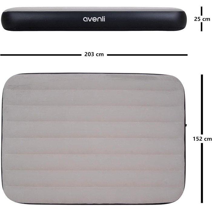 Надувний матрац Avenli для кемпінгу на 2 особи 203x152x25 см, флоксований, для дому та подорожей