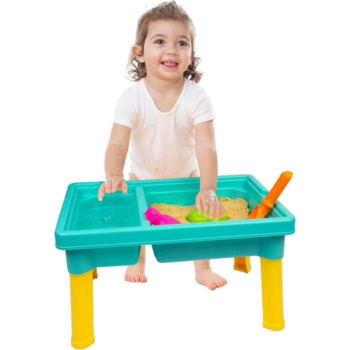 Playgro Sand and Water Table Outdoor Toy – Toddler Activity Table Sandbox Toy Sensory Table Summer Toy Beach Table 5-Piece Accessory Set for Baby Kids Girls Boys