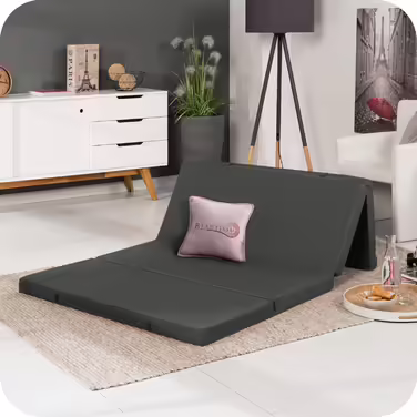 Складний матрац Beautissu Campix 100x200 см, антрацит, гостьовий, для кемпінгу, з ручкою, знімний чохол, 10 см товщина, розкладне ліжко, підлоговий, праний
