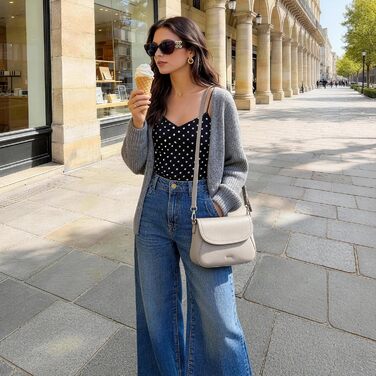 Сумка жіноча через плече Befen зі шкіри, середнього розміру, RFID захист, сіра