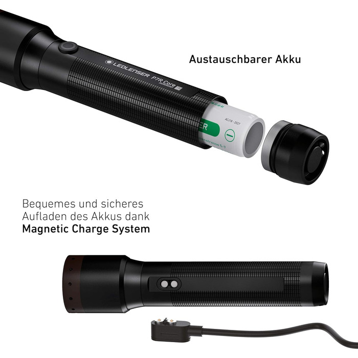 Налобний ліхтар Ledlenser чорний + ліхтарик P7R Core, комплект