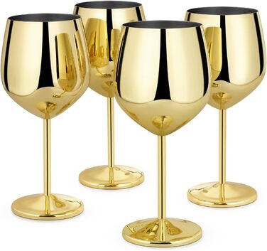 Набір келихів для вина Livole, 550 мл (18oz), нержавіюча сталь, келихи для шампанського, коктейлі, 4 шт.