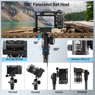 Штатив SIRUI AM-5C Carbon з кульковою головкою, 140 см, вантажопідйомність 10 кг