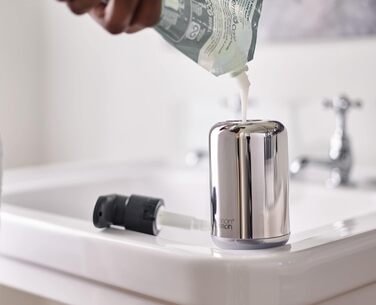 Joseph Joseph EasyStore - Luxury Stainless Steel Soap Dispenser with Level Indicator, Easy-to-Press Pump Head, Non-Slip Base, Refillable