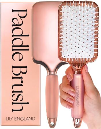 Щітка для волосся без заплутування - розпушувальна щітка для жінок - Paddle Brush - м'які щетинки для волосся та шкіри голови - підходить для всіх типів волосся (Рожеве золото & Білий)