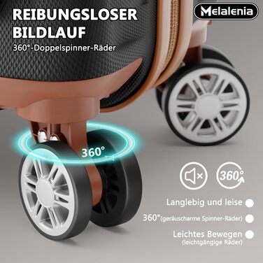 Набір валіз Melalenia 7 предметів: жорсткий корпус, легкі, з 4 колесами та TSA-замком. Включає косметичку, сумку для подорожей та кулькову косметичку (Чорний, 53см, ручна поклажа, 4 предмету)