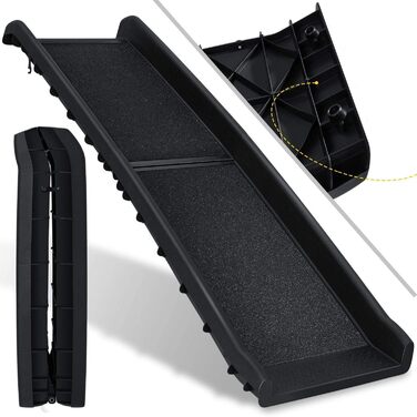 Рампа для собак KESSER® складана, для автомобіля, до 90 кг, 156x40 см, чорна