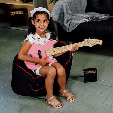 Електрогітара 3rd Avenue для дітей, 1/4 розміру - комплект для початківців з підсилювачем, чохлом, кабелем, медіатором та ремінком (рожевий)