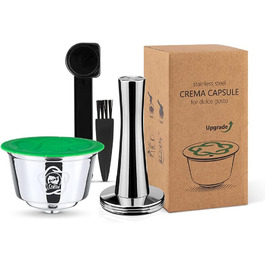 Багаторазові капсули для кави Dolce Gusto з нержавіючої сталі + темпер, ложка, щітка, для кавомашини, екологічні