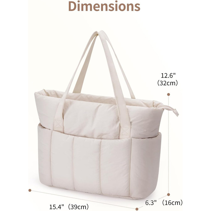 Сумка жіноча Narwey Shopper бежева, велика, легка - для роботи, навчання, як сумка для вчителя з багатьма кишенями