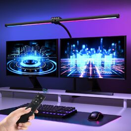 LED лампа для столу Doppelkopf з RGB, регулюванням яскравості 24W, з пультом дистанційного керування, кріпиться за допомогою затискача, денне світло, безступеневе регулювання, офісна лампа для дому та офісу (чорна)