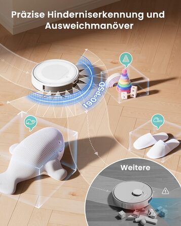 Робот-пилосос LEFANT M310 Ultra: потужність 6000Pa, вологе прибирання, лазерна навігація, керування через додаток та Alexa, захист від заплутування шерсті, білий