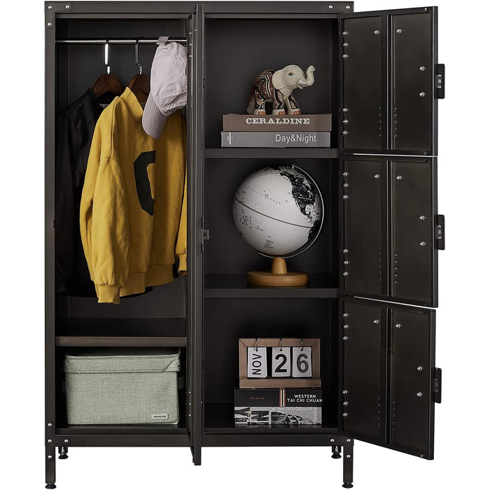 Metal Locker with Lockable Doors, Industrial Steel Cabinet for School, Home, Office, Garage, H140*W38*D46 cm (4 Doors)