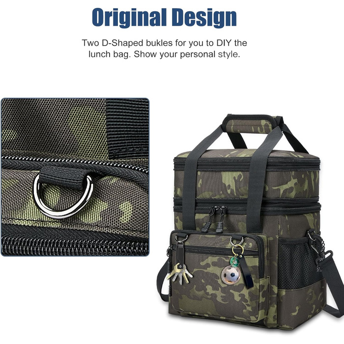 Тактична ланч-торба HSHRISH, 15L, чорний камуфляж - ізольована, водонепроникна, для роботи та пікніків