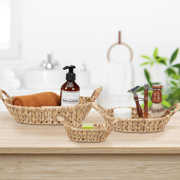 Relaxdays Set of 3 Storage Baskets - Water Hyacinth