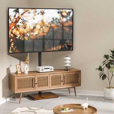 Підставка для телевізора TVON підлогова, для ТБ 32-65 дюймів, регульована по висоті та поворотна, VESA до 400x400 мм, до 40 кг, колір ретро-коричневий