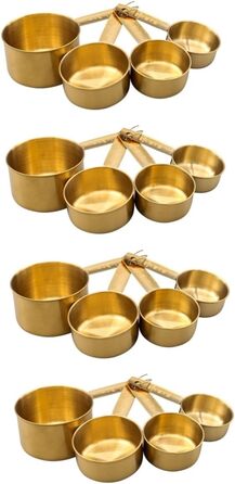 BESTOYARD 4-Piece Measuring Spoon Set - Stainless Steel, Wooden Cooking Spoon Set, Wooden Spoon Set, Baking Measuring Spoons, Measuring Scoop, Measuring Cup, Spoon Scoop, Long-Handled Measuring Spoons, Stainless Steel, 4 Pieces * 4