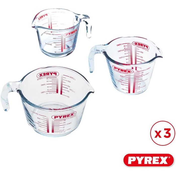 Набір скляних контейнерів Pyrex Classic 0,25л, 0,5л, 1л, прозорі, 3 шт. з 3 засобами для чищення