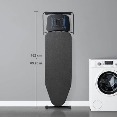 Прасувальна дошка Duwee Extra велика з парогенератором, термостійке покриття, регульована висота, міцні ніжки, 122 x 43 см (Чорна)