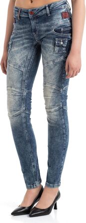 Джинси жіночі Cipo & Baxx з ефектом потертості та дір, блакитні 30W/32L