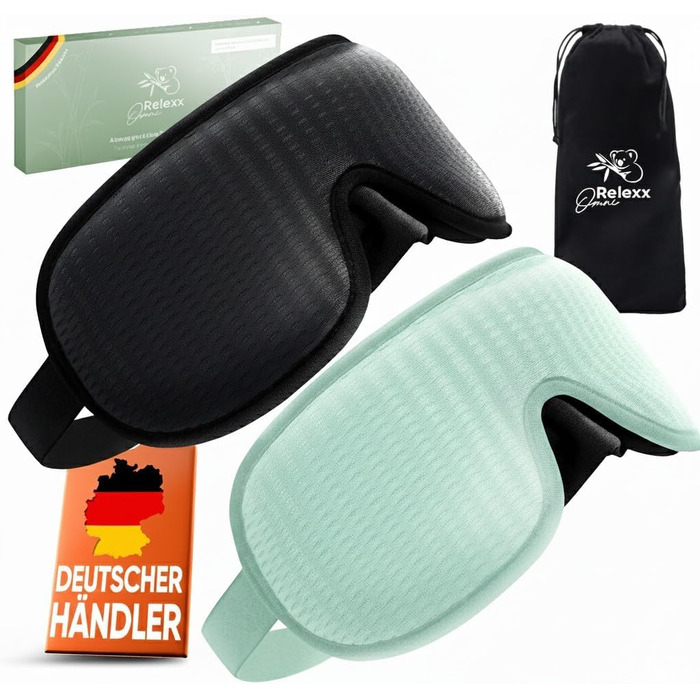 Жіноча маска для сну – дихаюча, зручна, м'яка, з 3D-поглибленням для очей, з memory foam (чорний/бірюзовий)