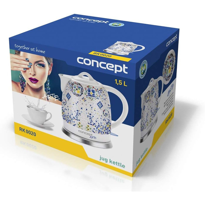 Електричний чайник Concept RK2391, 1.7 л, білий з візерунком