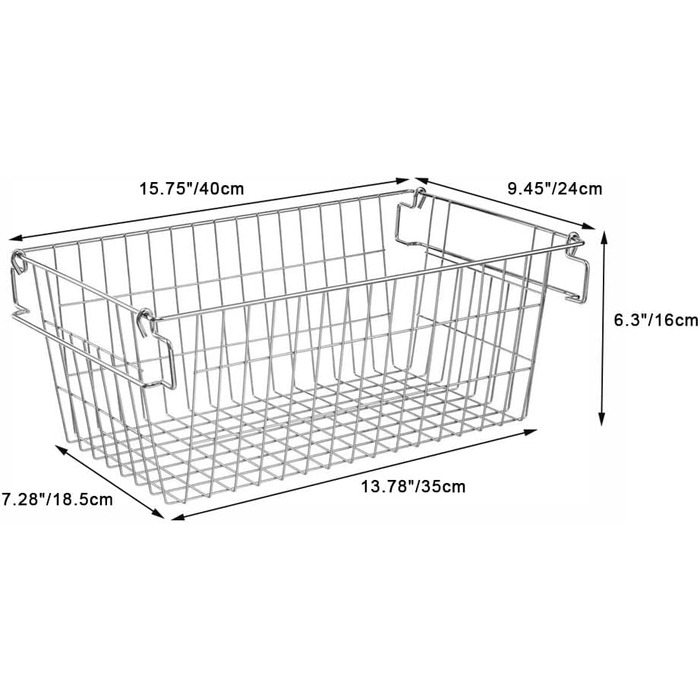 SANNO Freezer Storage Baskets, Stackable, for Pantry, Storage and Organization, Stackable, Potato and Onion Storage Containers, Metal Storage Baskets, 4 Pack