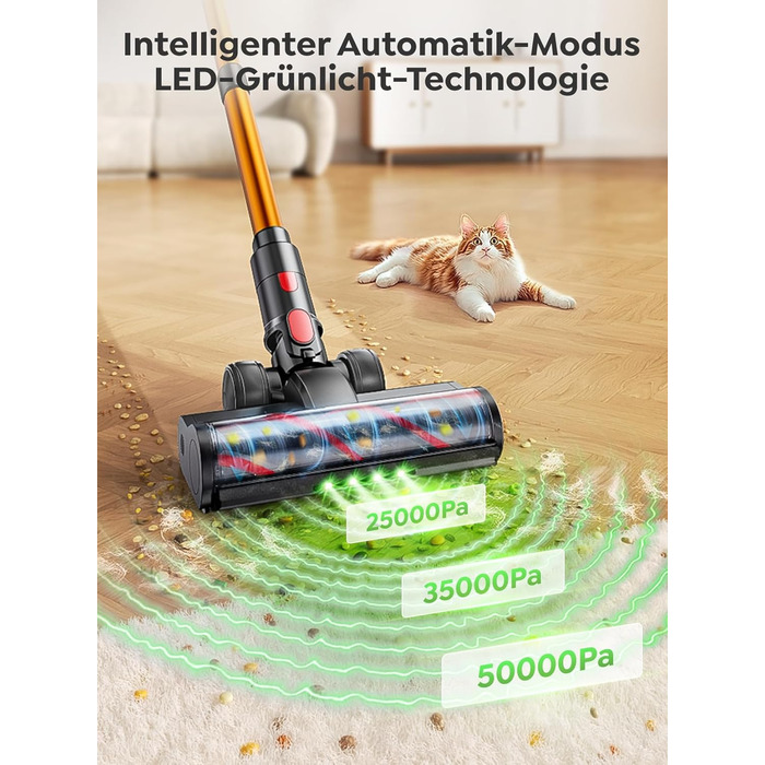 Бездротовий акумуляторний пилосос 50KPA/600W/65Min з висувним шлангом 1м, станція зарядки, автоматичний режим, антизаплутувальна щітка, багаторівнева фільтрація для килимів/твердих підлог/автомобіля