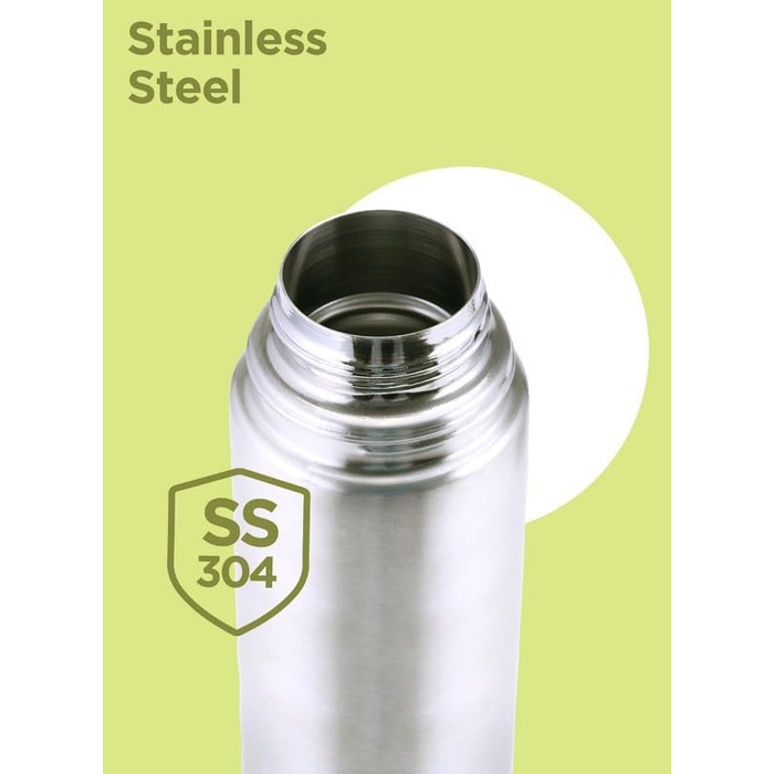 Термос Milton Thermosteel Flip Lid 1000 мл з подвійними стінками, вакуумна ізоляція, нержавіюча сталь, без BPA, з кришкою-фліпом, срібний | 1 літр, 24 години зберігання тепла та холоду