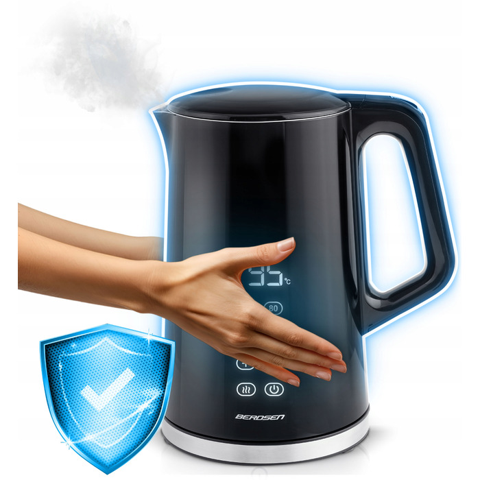Електричний чайник Berdsen з регулюванням температури, 2200 Вт, сенсорна панель, 1,7 л