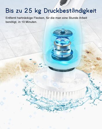 Електрична щітка для чищення з 9 насадок, щітка для швів, водонепроникна IPX8, електричний скрубер з регульованою ручкою, 2 швидкості для ванної кімнати, кухні, авто, підлоги, білий+чорний