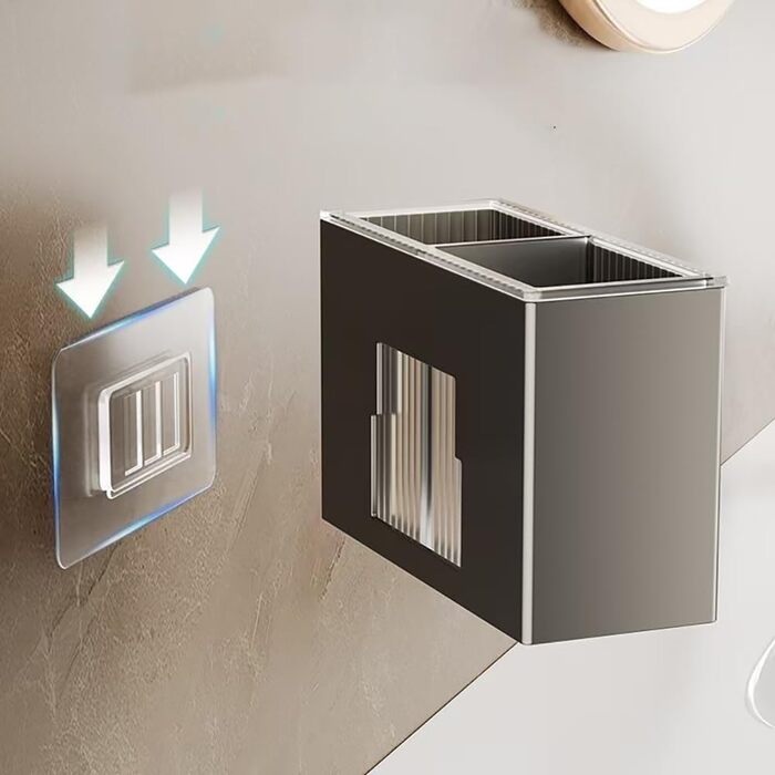 Adhesive Toothbrush Holder, No Drilling Required, Wall Mount, Bathroom Shelf, Organizer, Waterproof, Bathroom Storage Rack for Bathroom, Kitchen (2 Pack)