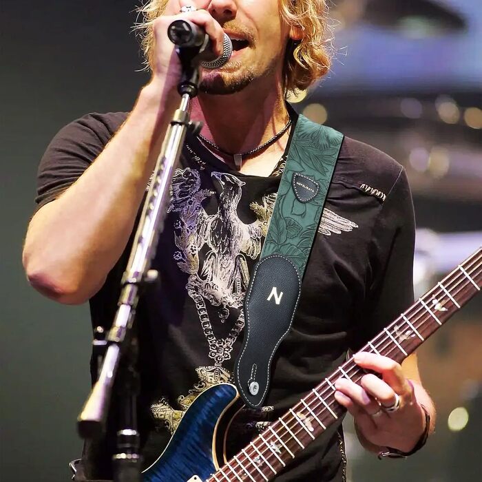 Гітарний ремінь Nefelibata з кишенькою для медіатора, 2.3-дюймовий шкіряний ремінь у стилі Porter, якісна шкіра, вінтажний стиль 60-х, вестерн, з медіаторами, кнопками та застібками. Регульована довжина: 42-66 дюймів. Колір: C# - Зелений