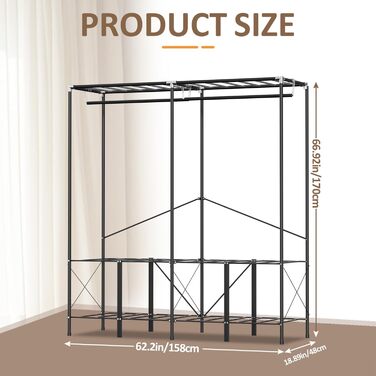 Wardrobe, Portable Shelving System, 20 Cube DIY Shelving System Wardrobe Open Plastic Closet with Doors Wardrobe Cabinet White 180 x 142 x 37CM (With Fabric Cover 158x170x48cm)